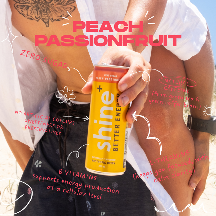 Shine Nootropic Energy Drink - Peach Passionfruit 24 x 250ml