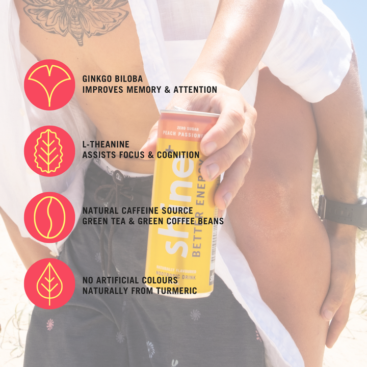 Shine Nootropic Energy Drink - Peach Passionfruit 24 x 250ml
