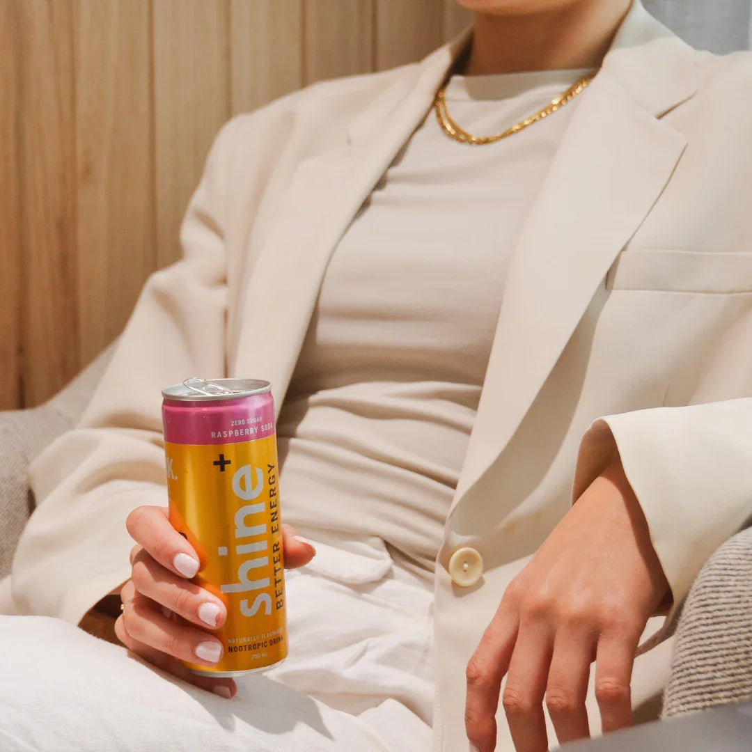 Shine Nootropic Energy Drink - Raspberry Soda 24 x 250ml – Shine+ Drink